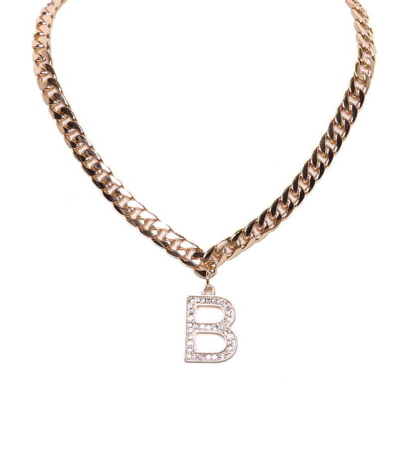 “B” Initial Chain Necklace