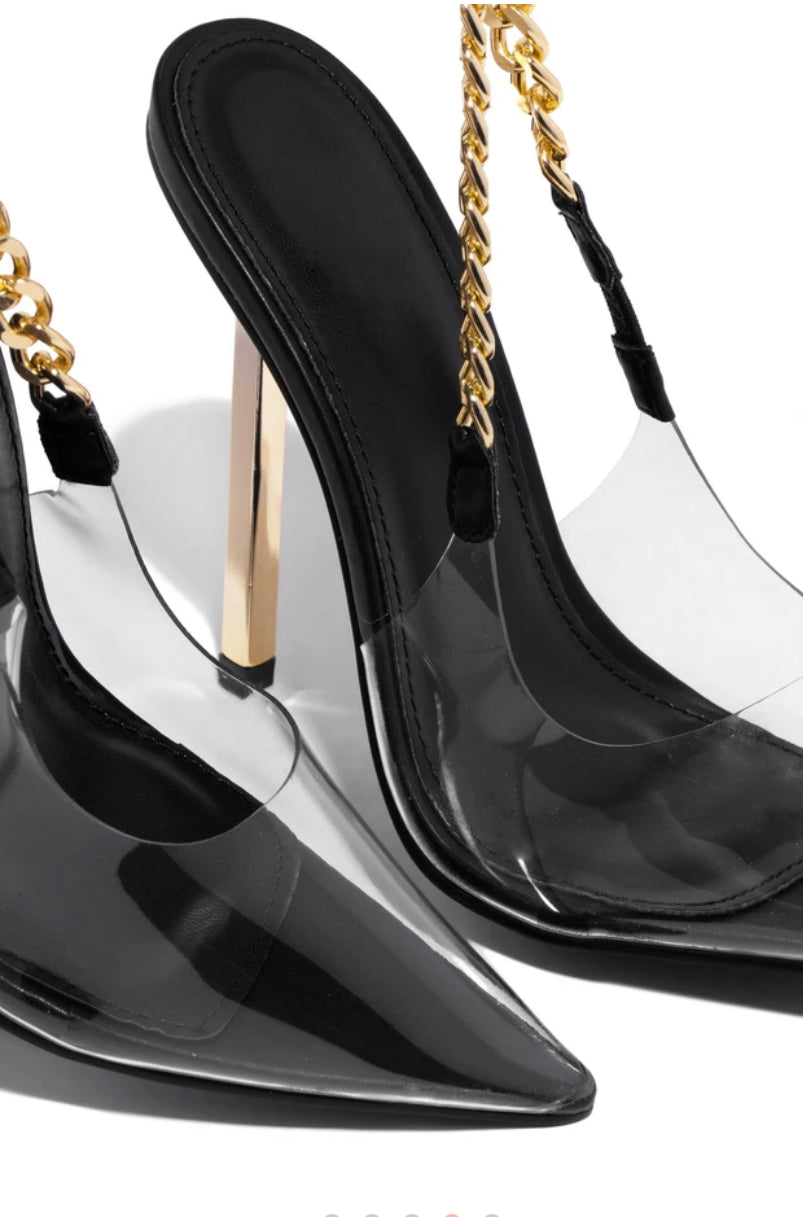 Black Gold Chain Heels