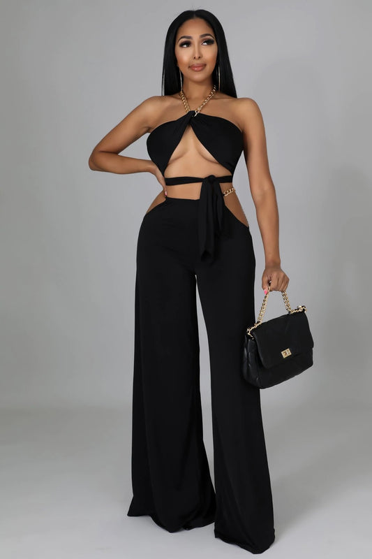 Black Gold Chain Pant Set