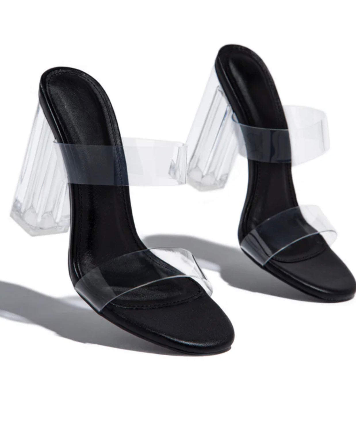 Black Clear Strap Heels