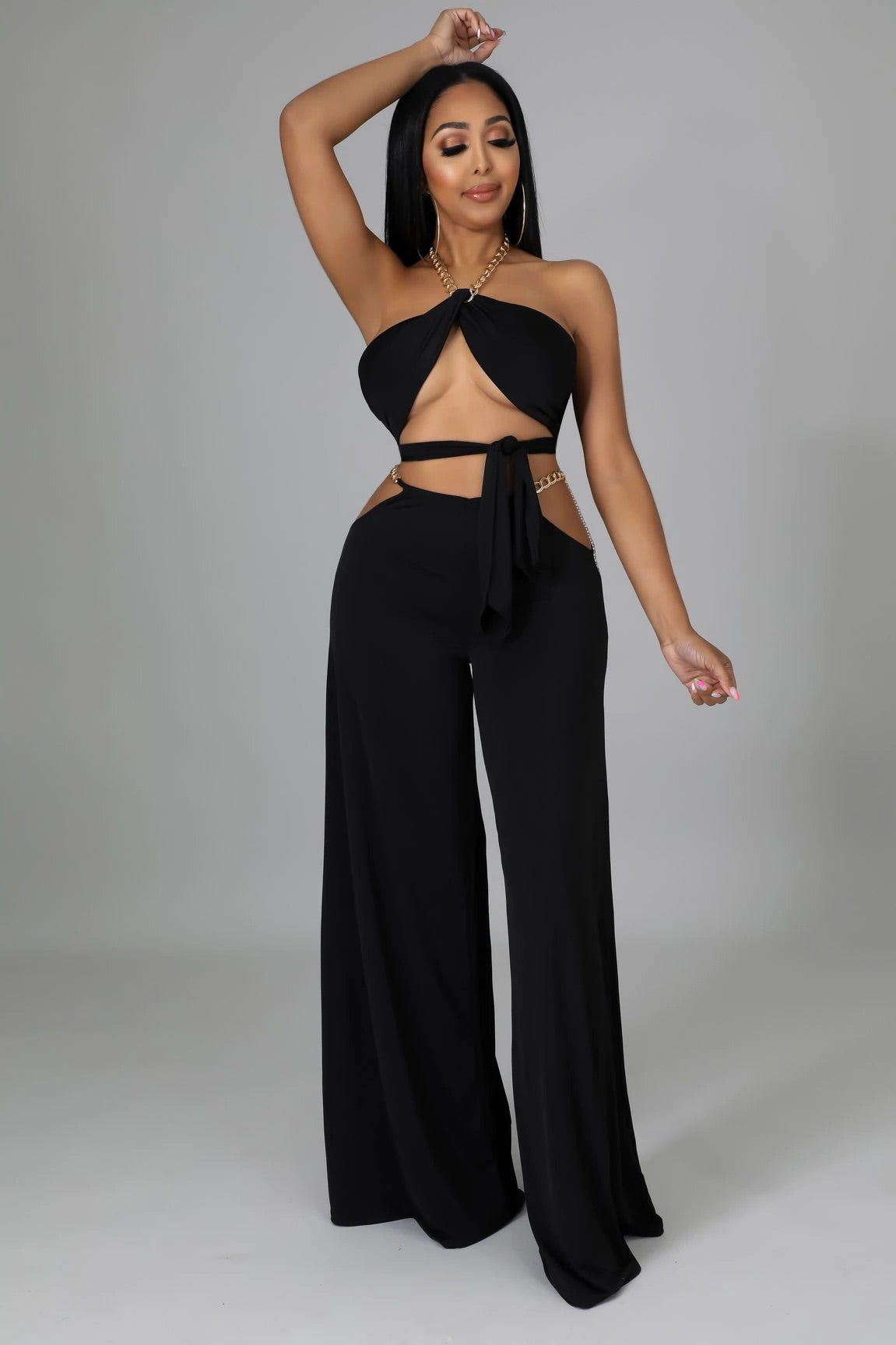 Black Gold Chain Pant Set