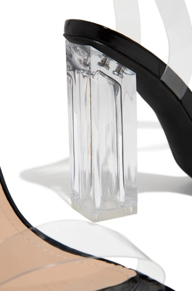 Black Clear Strap Heels