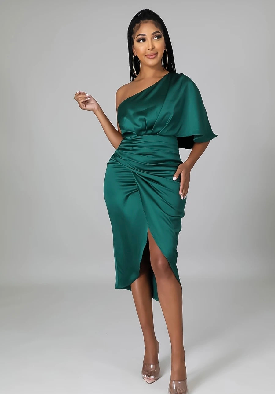 Green Satin Dress