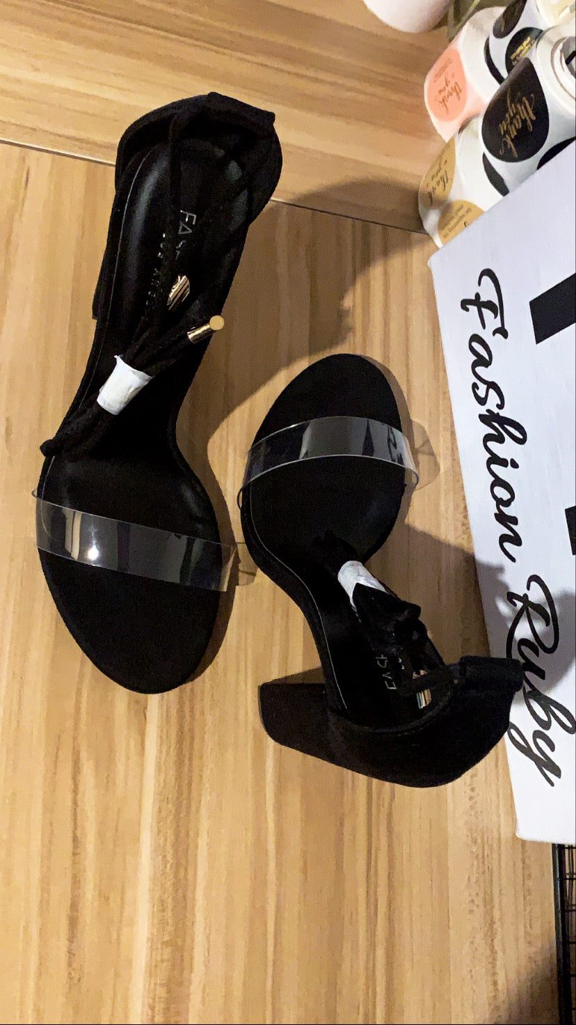 Black Clear Strap Heels