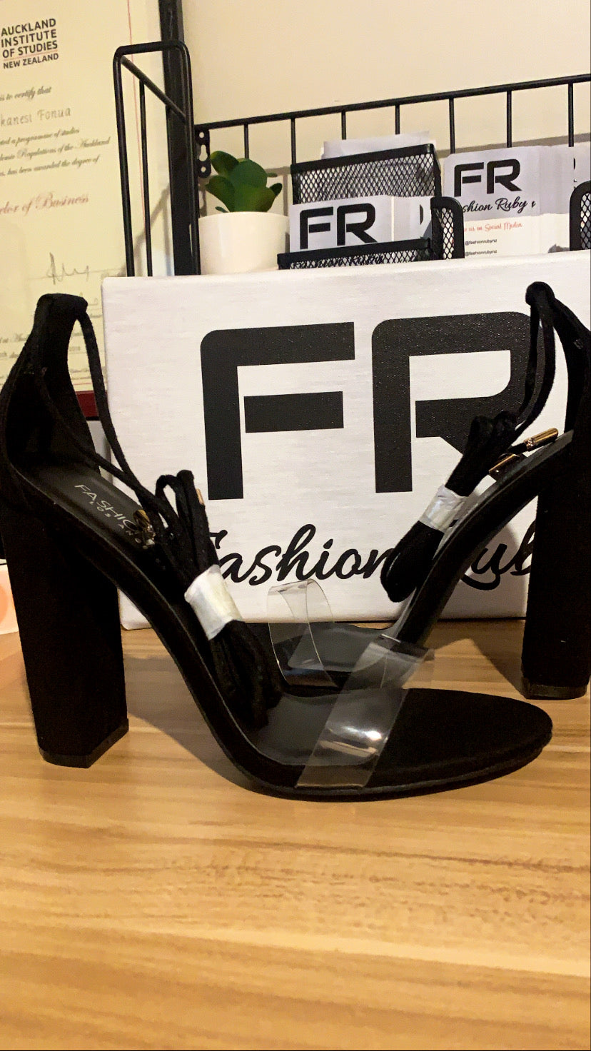 Black Clear Strap Heels