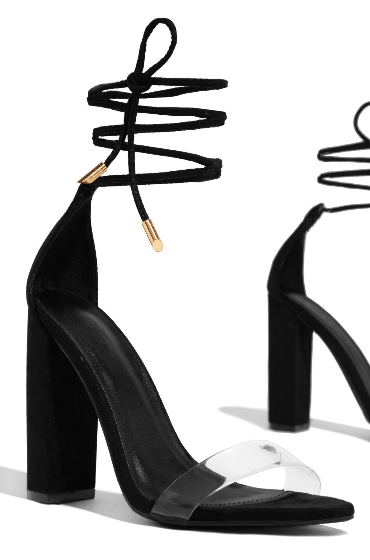 Black Clear Strap Heels