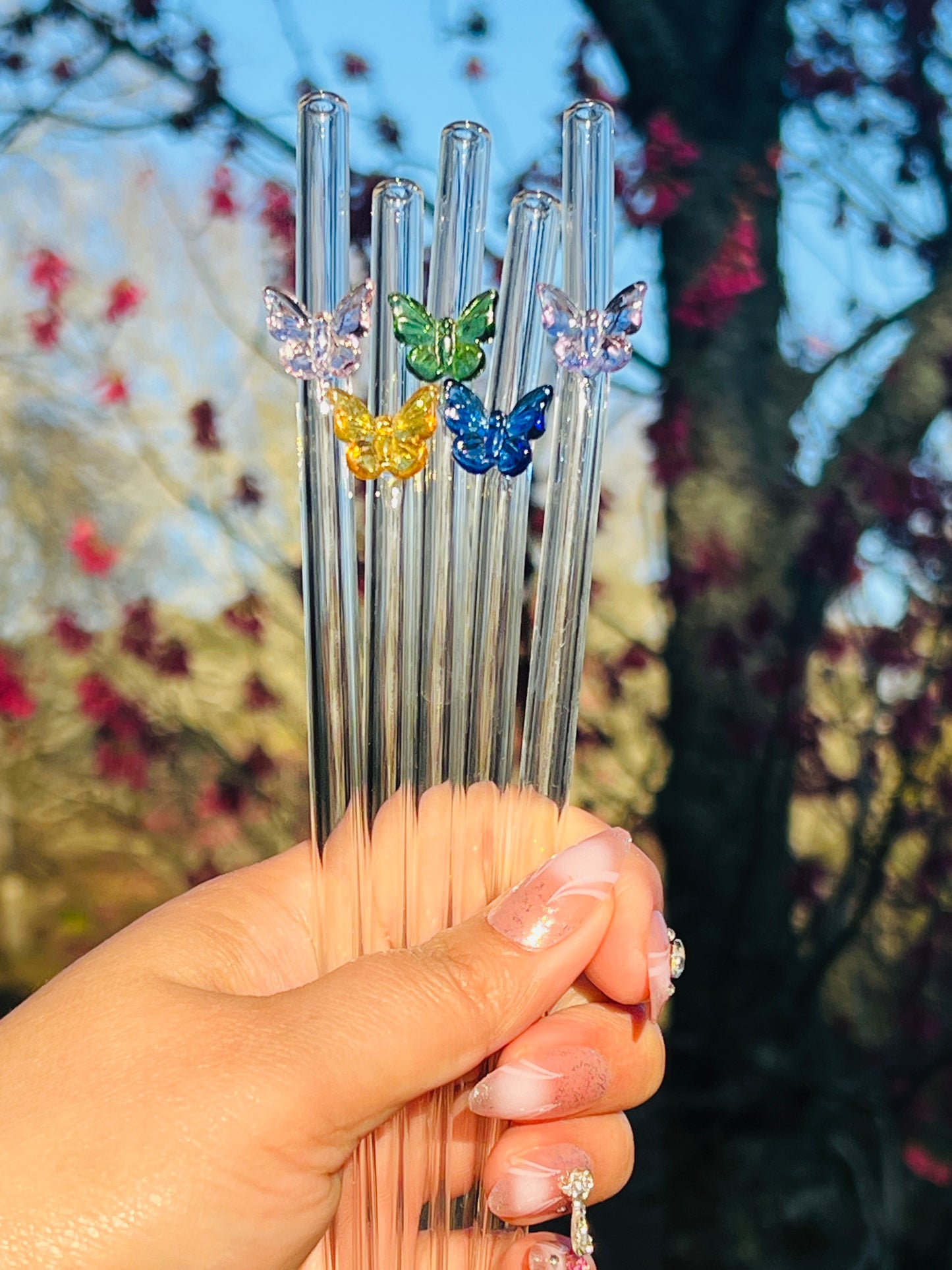 Butterfly Reusable Glass Straw