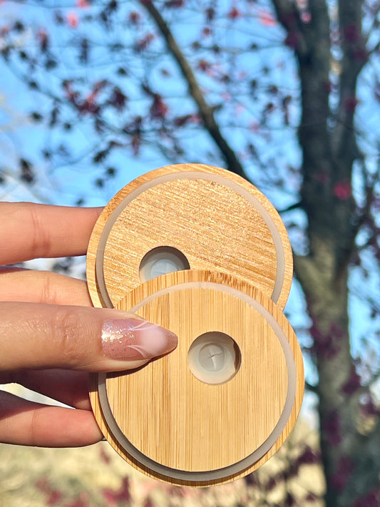 Bamboo Lid + Clear Glass Straw