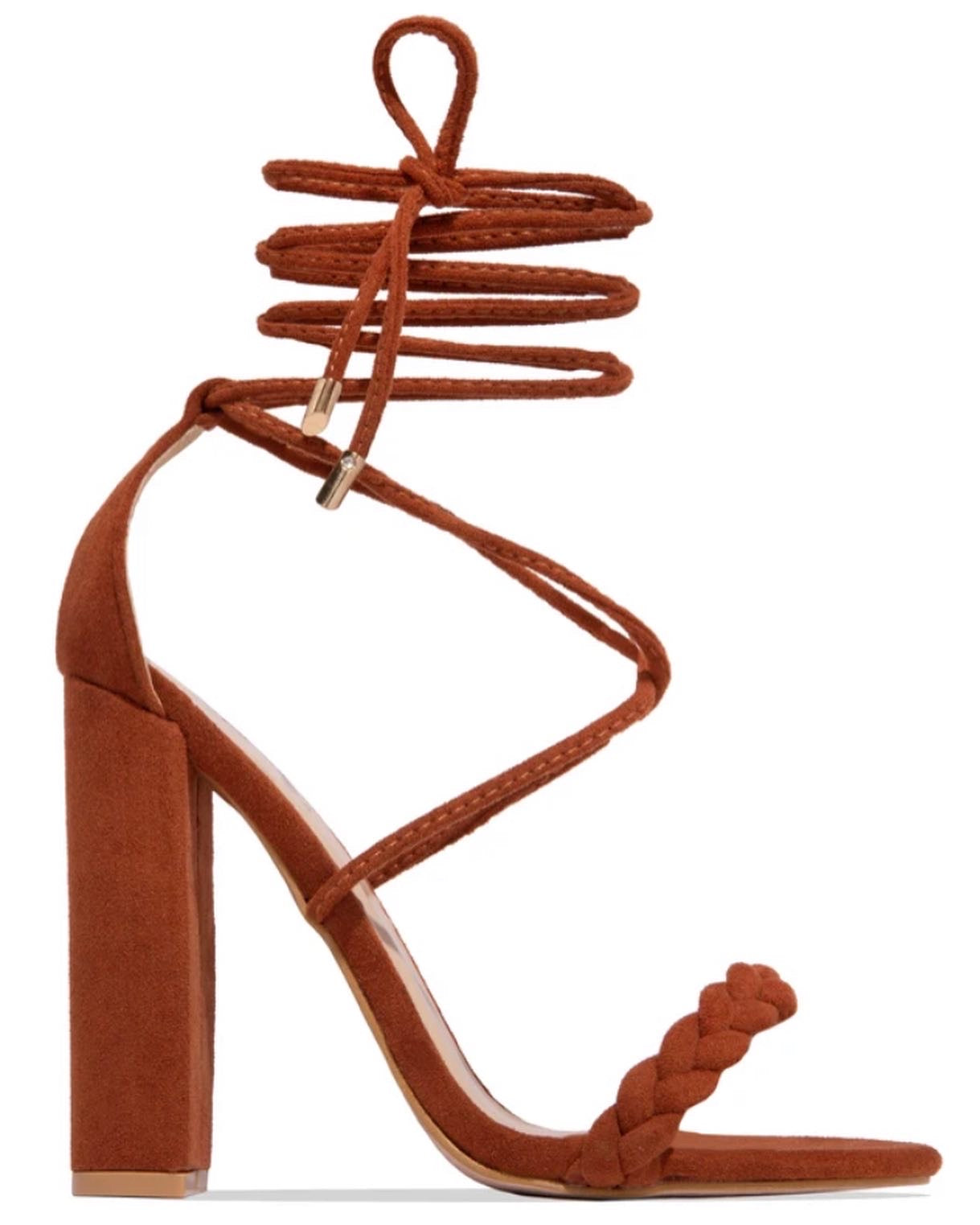 Rust Braided Strap Heels
