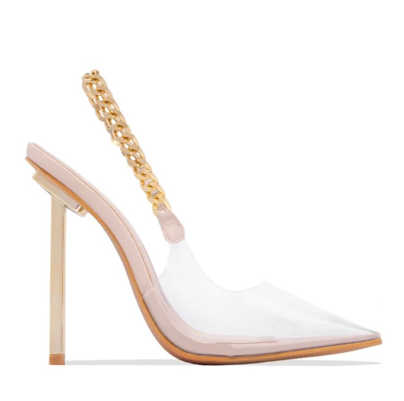 Nude Gold Chain Heels