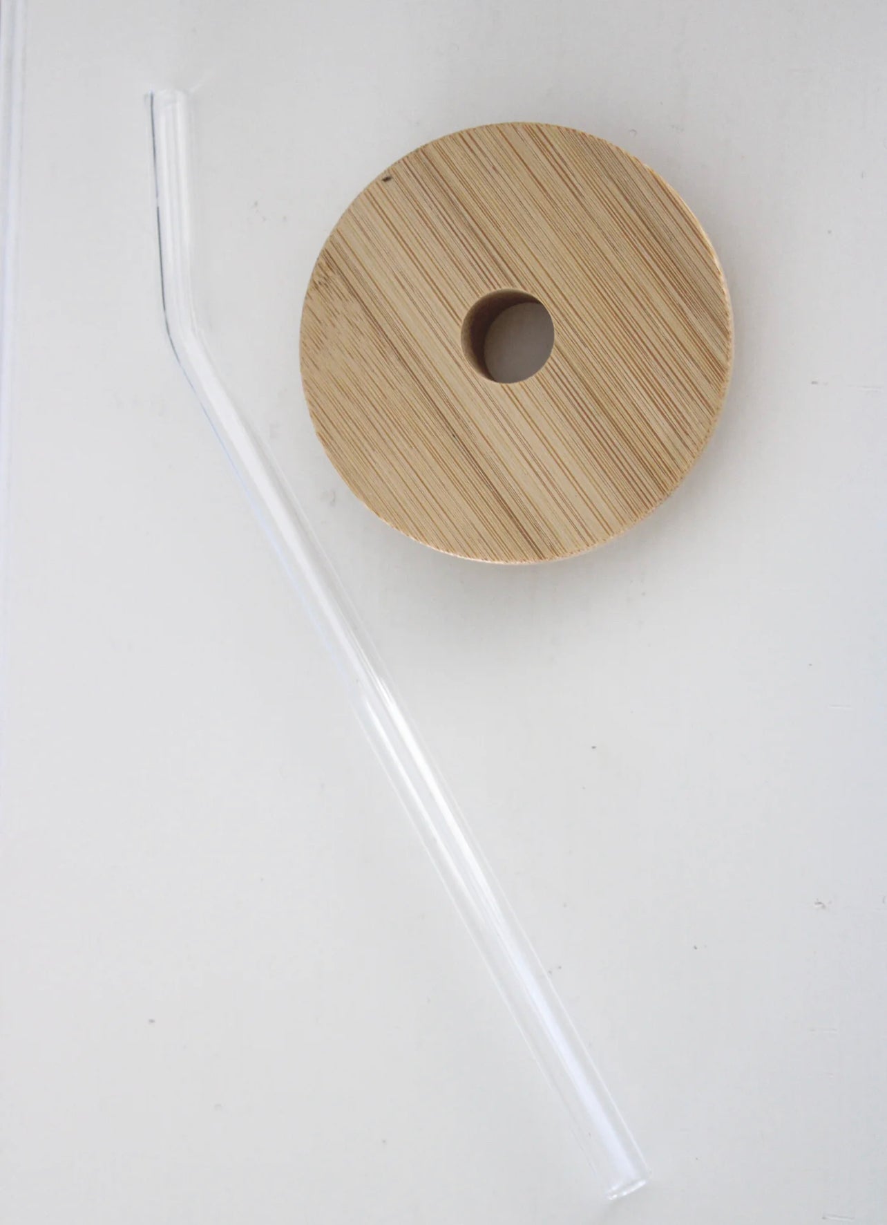 Bamboo Lid + Clear Glass Straw