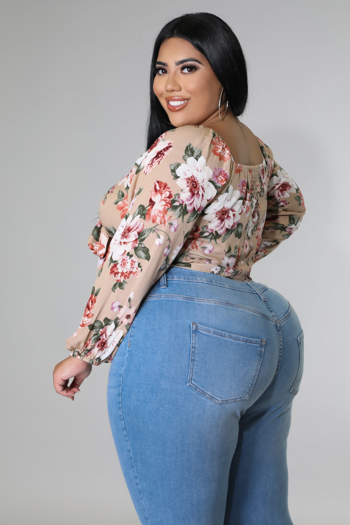 Taupe Floral Top
