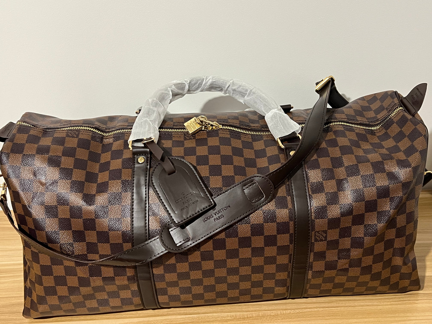 Brown Grid Travel Bag