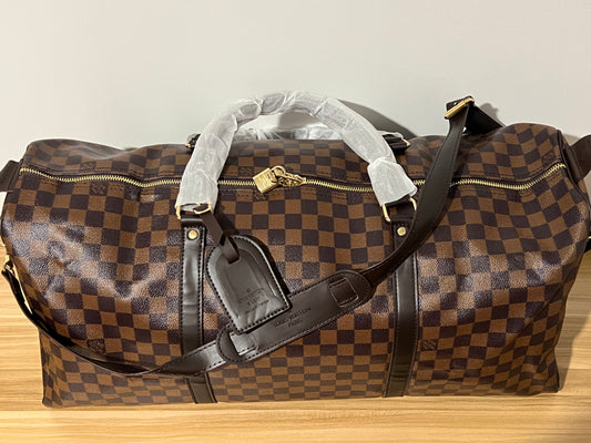 Brown Grid Travel Bag