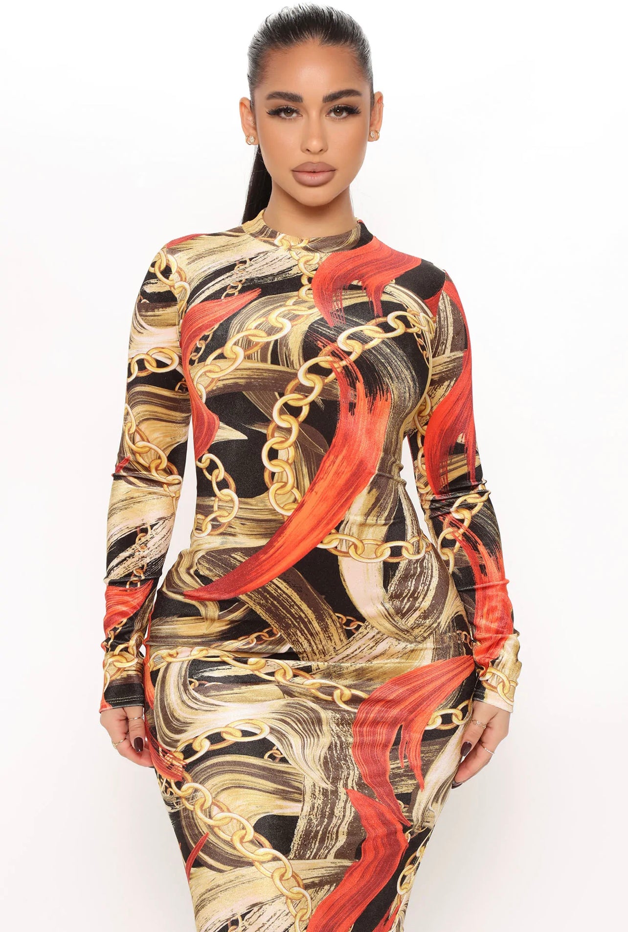 Chain Art Velvet Dress