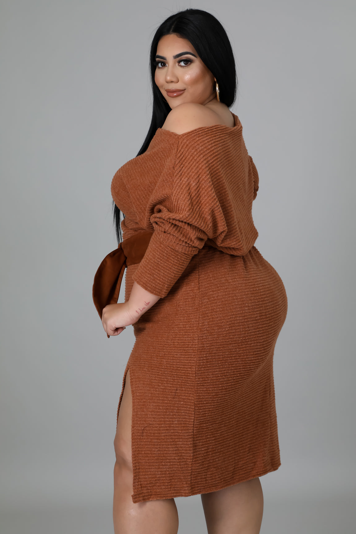 Cognac Sweater Dress