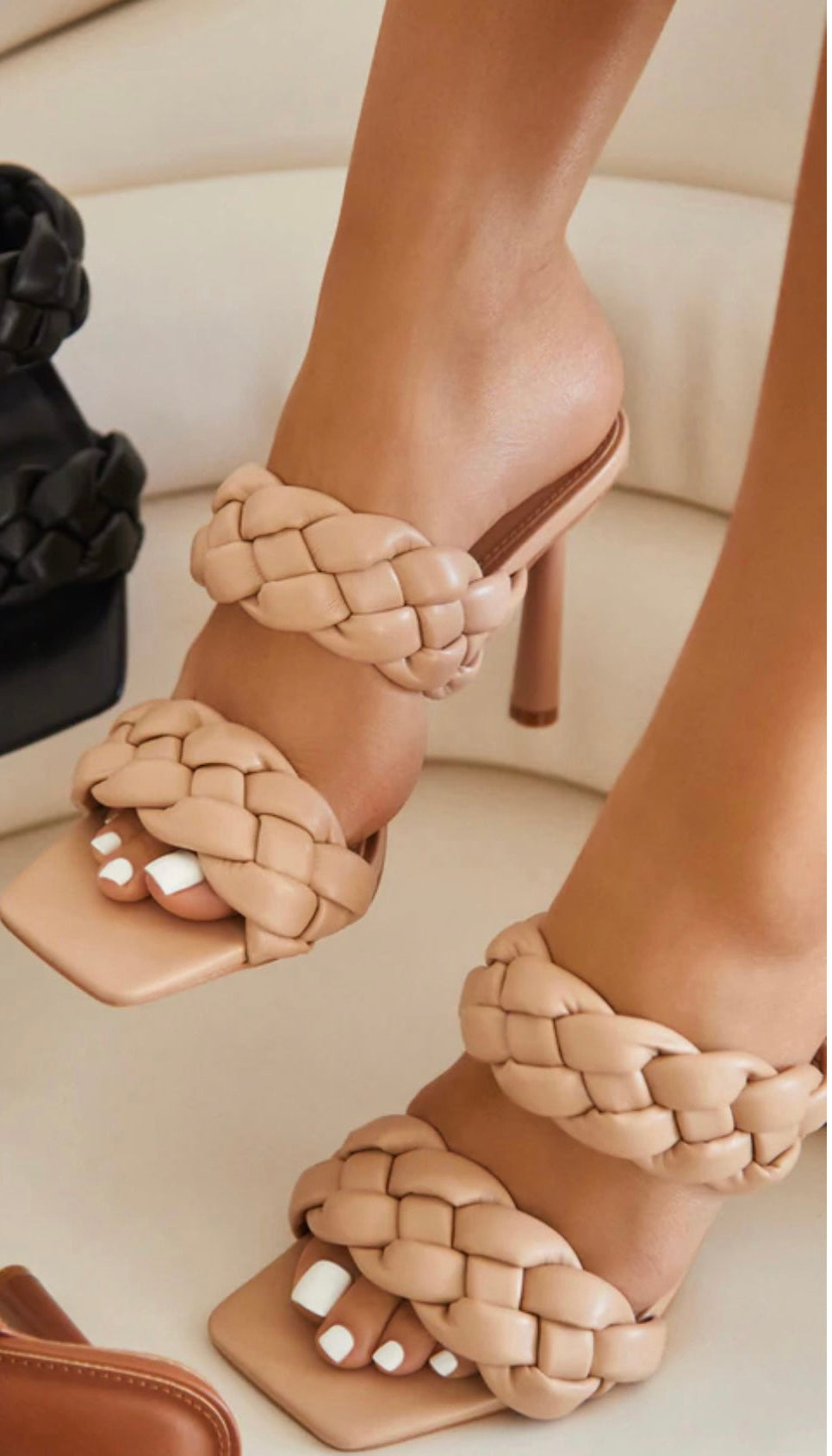 Nude Braided Strap Heels