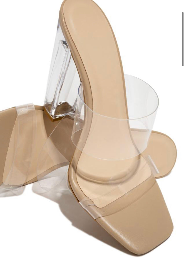 Nude Clear Strap Heels