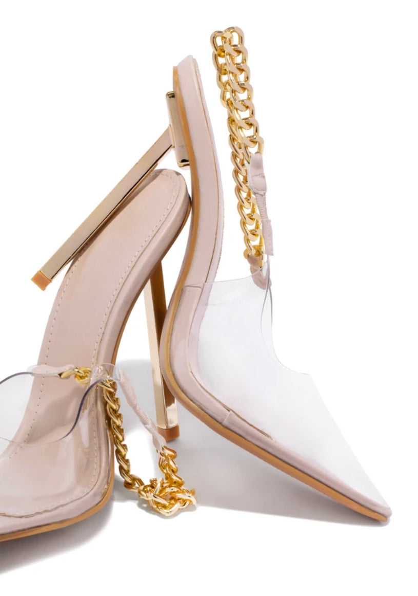 Nude Gold Chain Heels