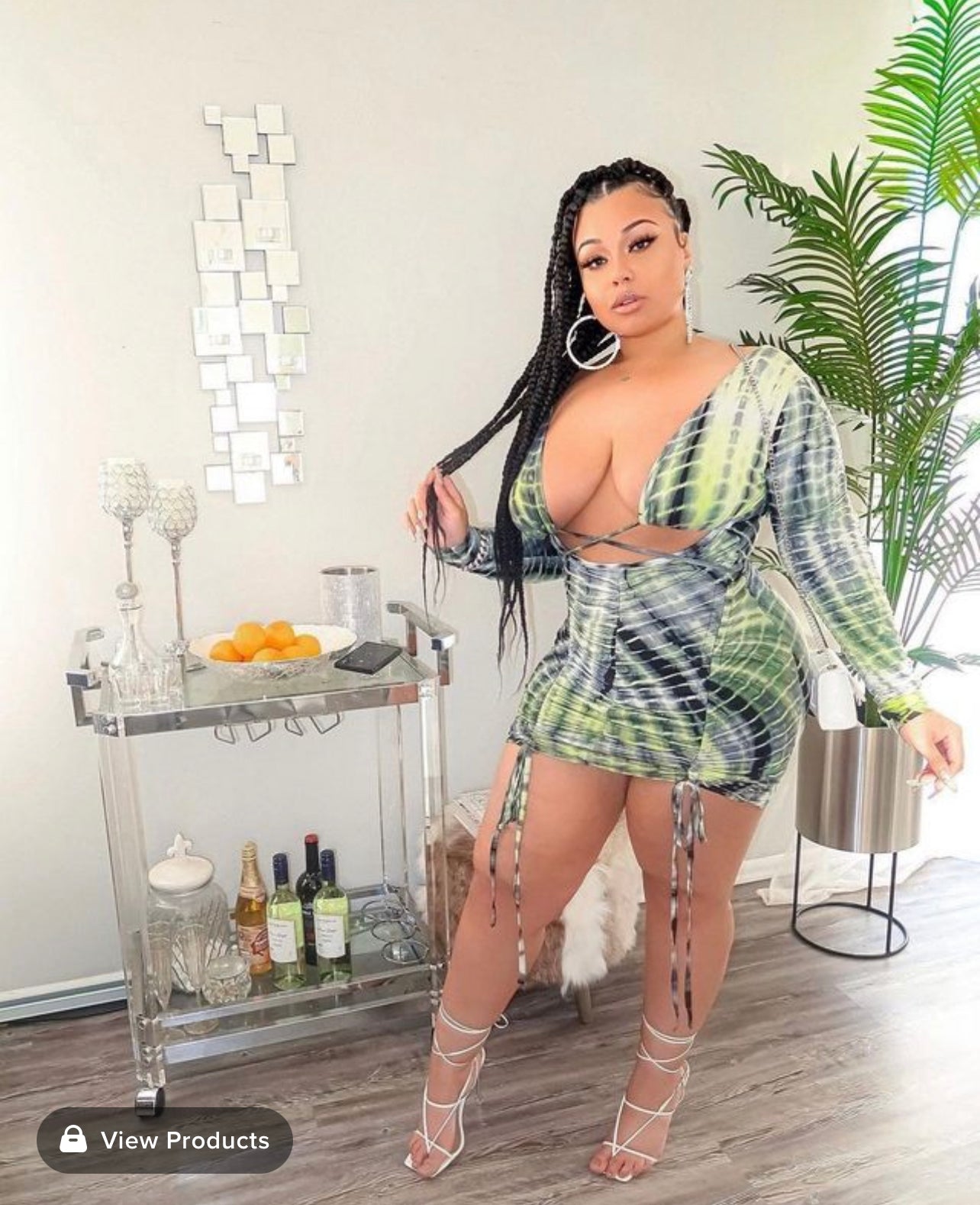 Green Dye Ruched Dress