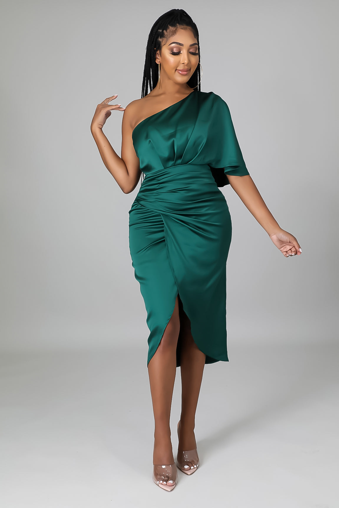 Green Satin Dress