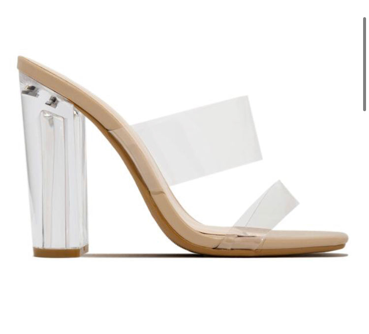 Nude Clear Strap Heels