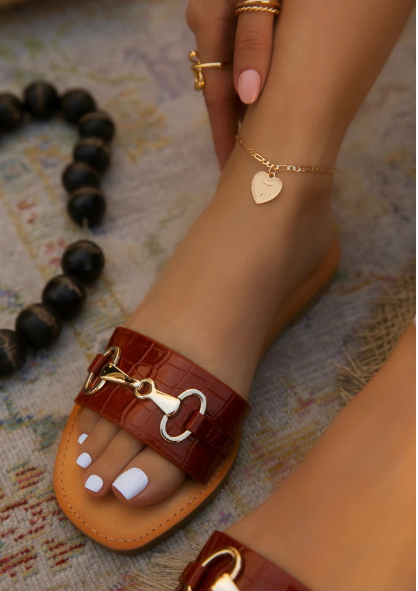 Rust Gold Chain Sandals
