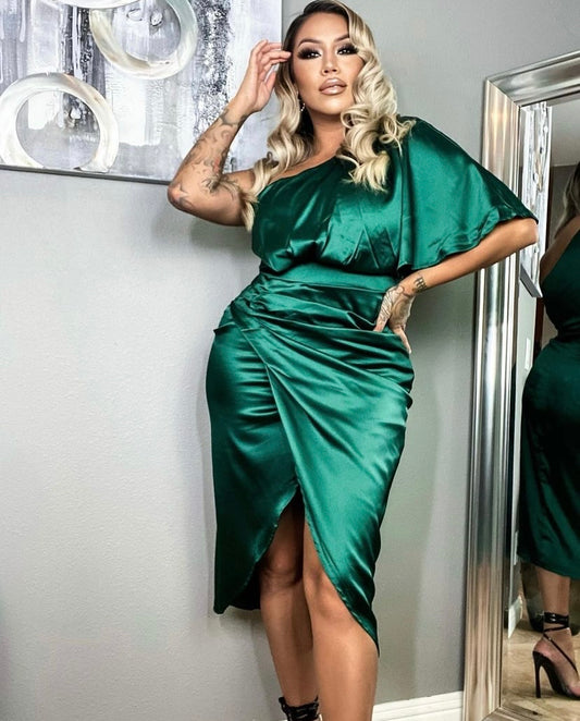 Green Satin Dress