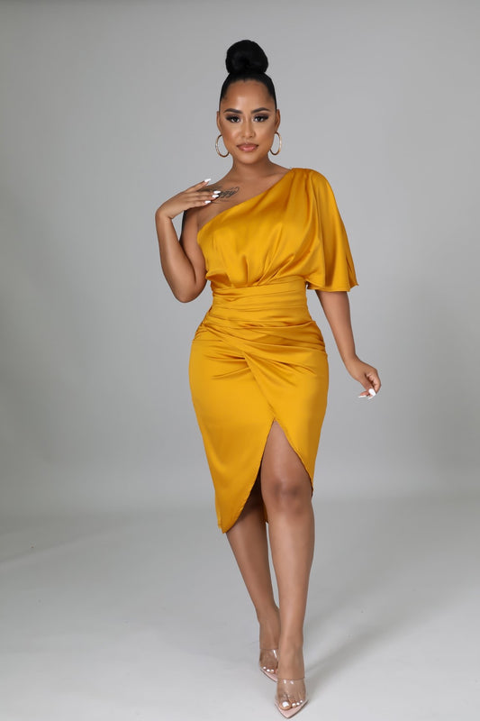 Mustard Satin Dress