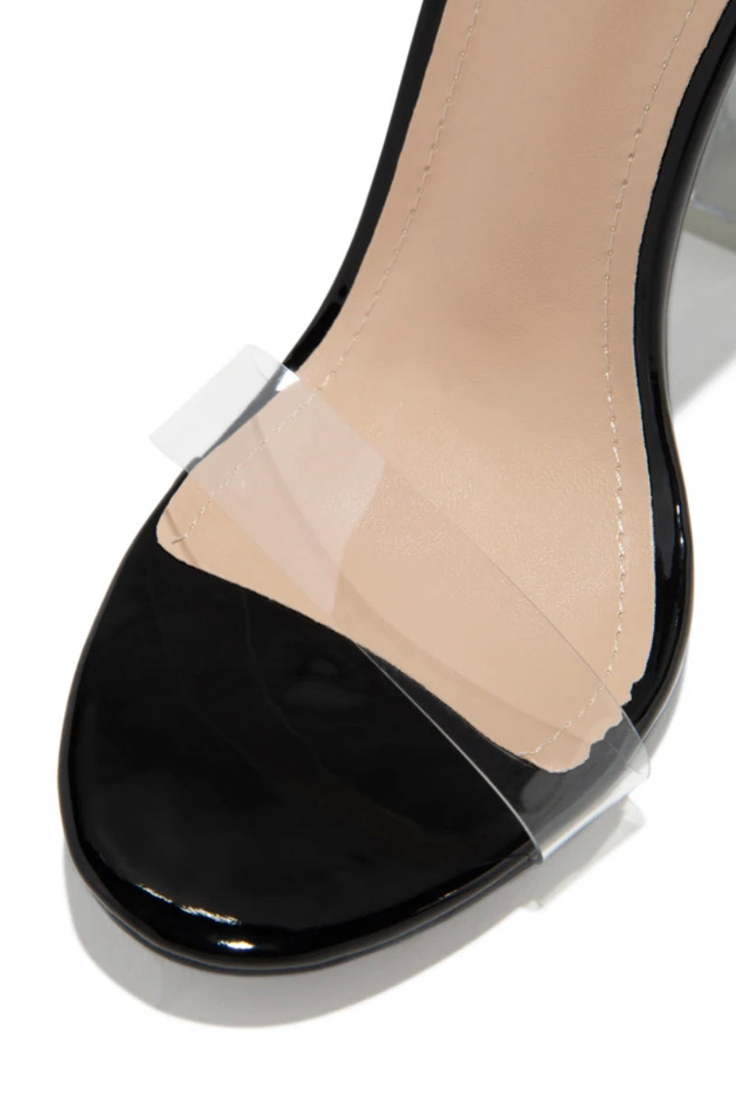 Black Clear Strap Heels