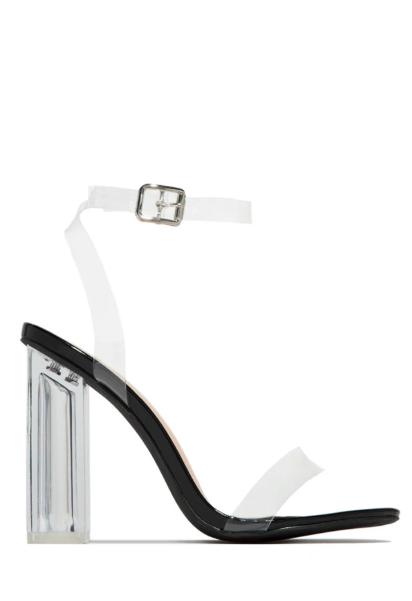 Black Clear Strap Heels
