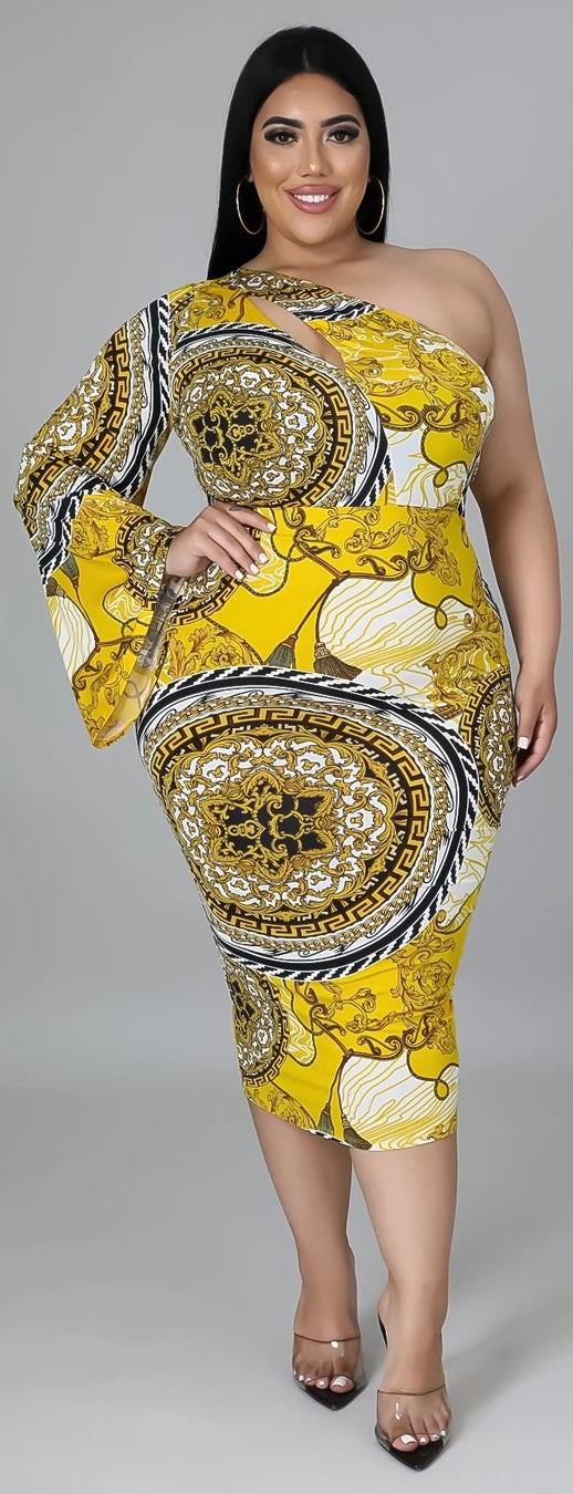 Yellow One Shoulder Dress