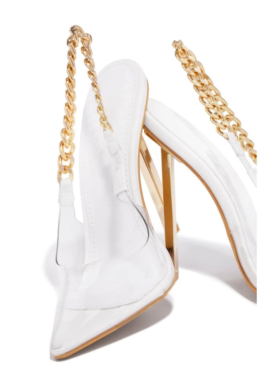 White Gold Chain Heels