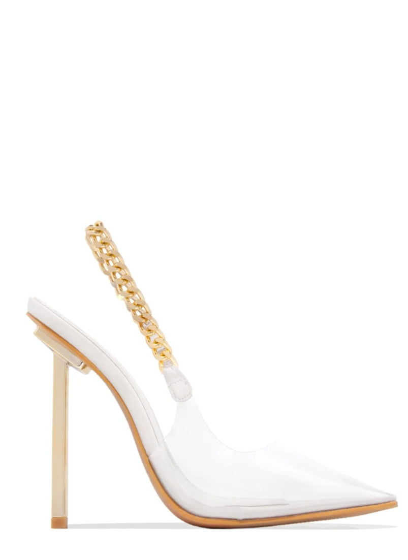 White Gold Chain Heels