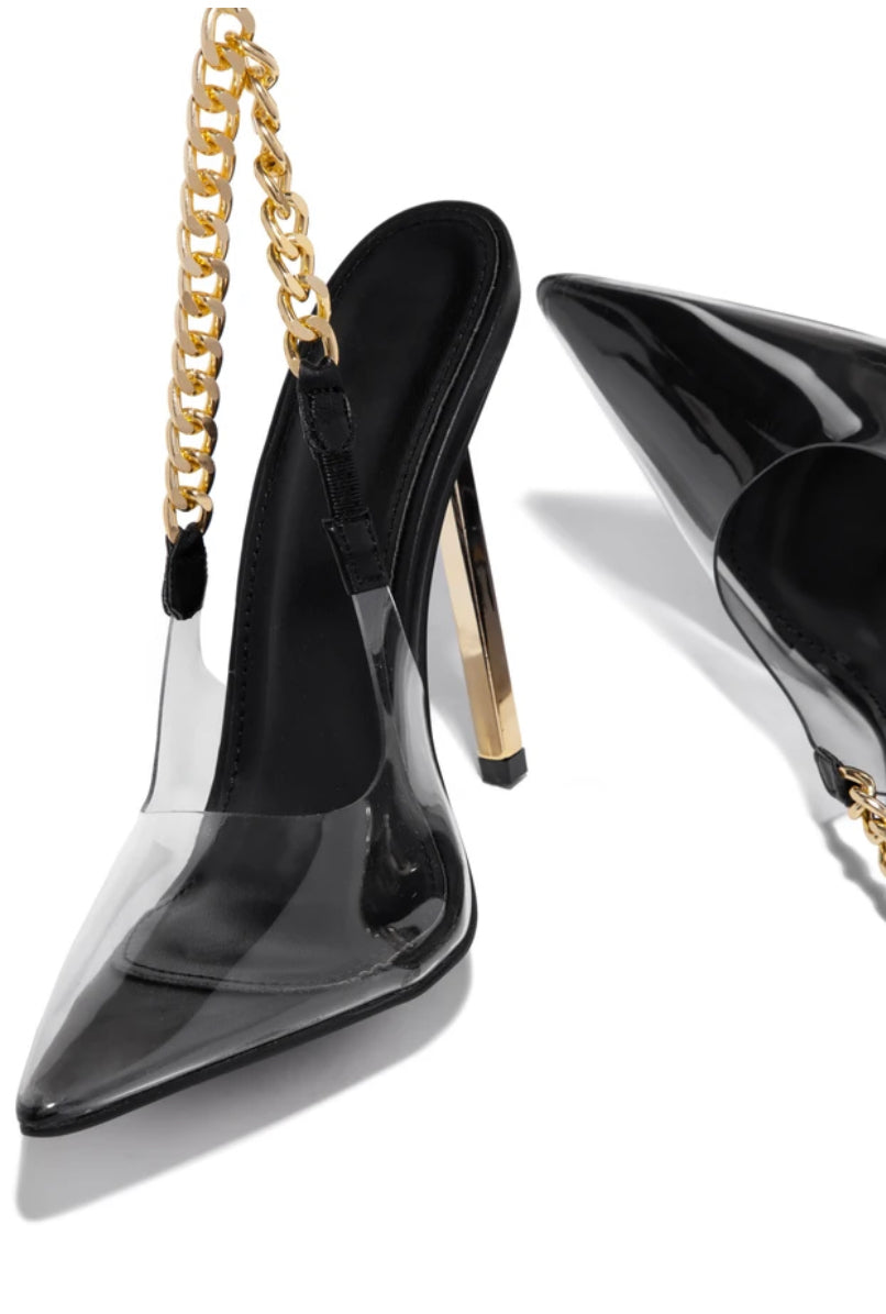 Black Gold Chain Heels