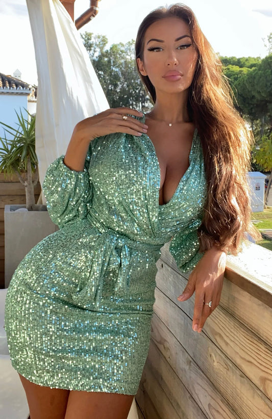 Mint Sequin Mini Dress