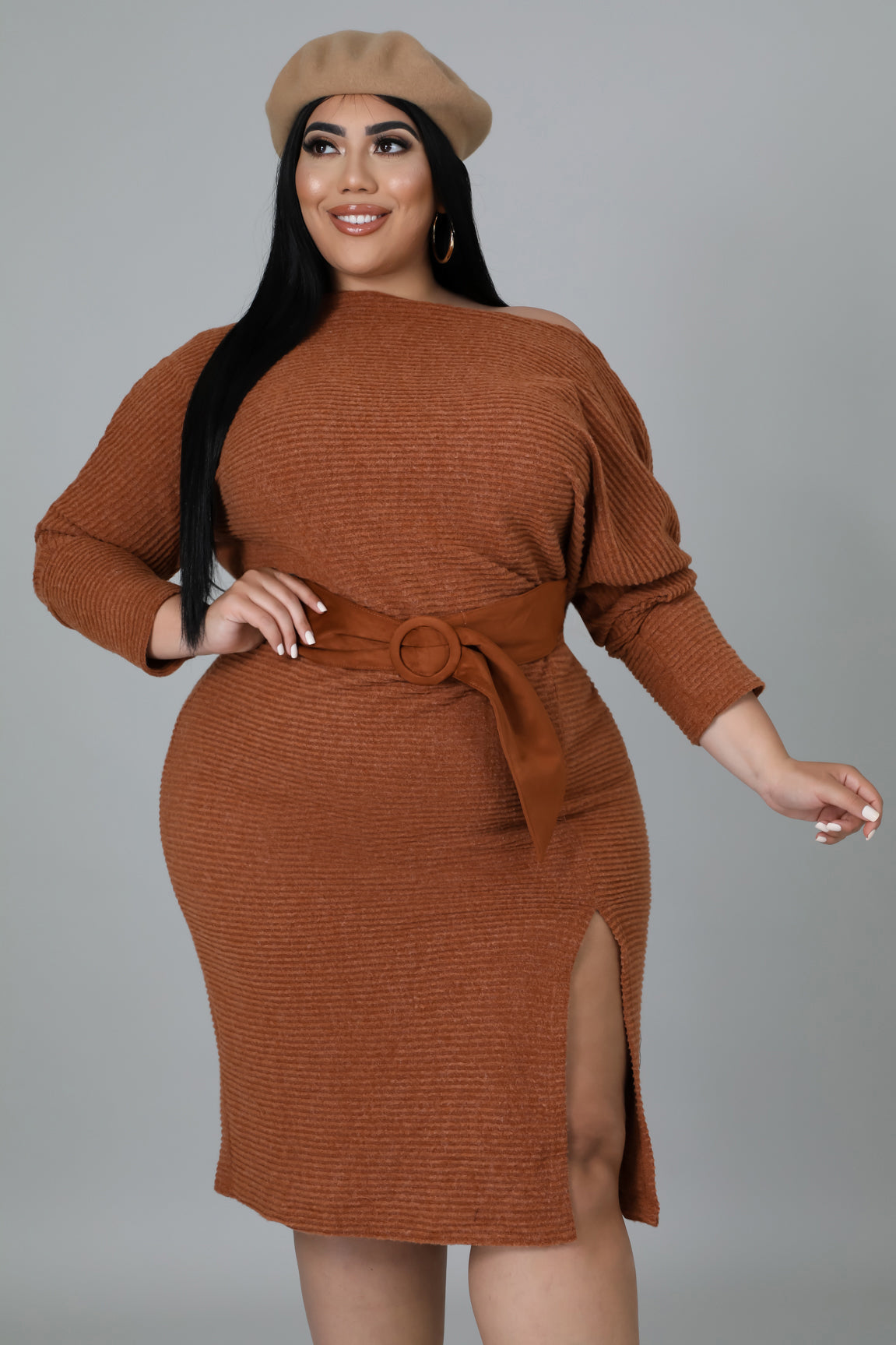 Cognac Sweater Dress