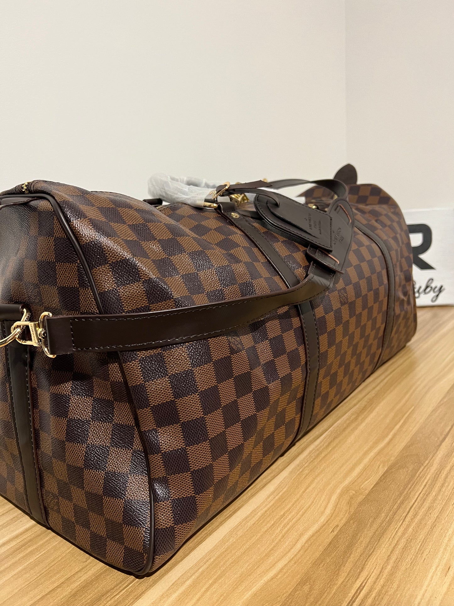 Brown Grid Travel Bag