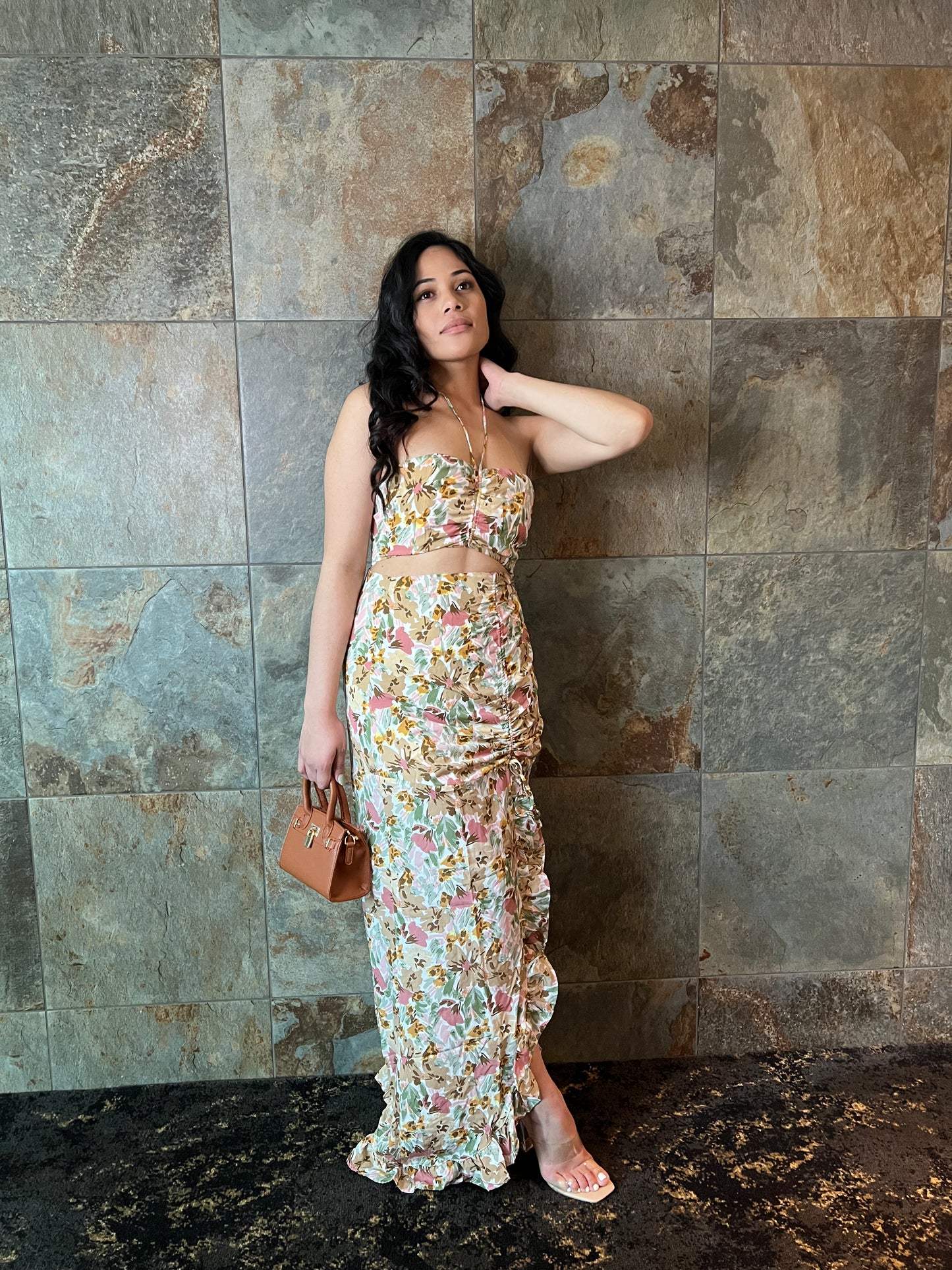 Spring Brown Skirt Set