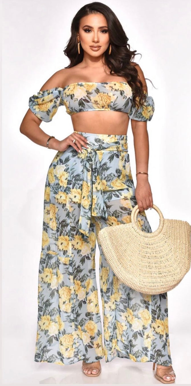 Spring Floral Pant Set