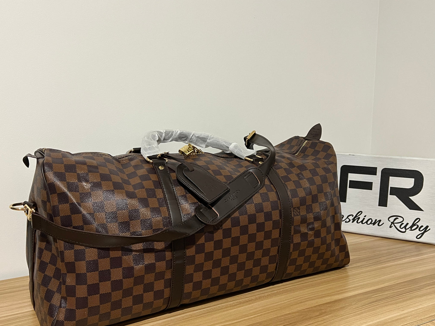 Brown Grid Travel Bag