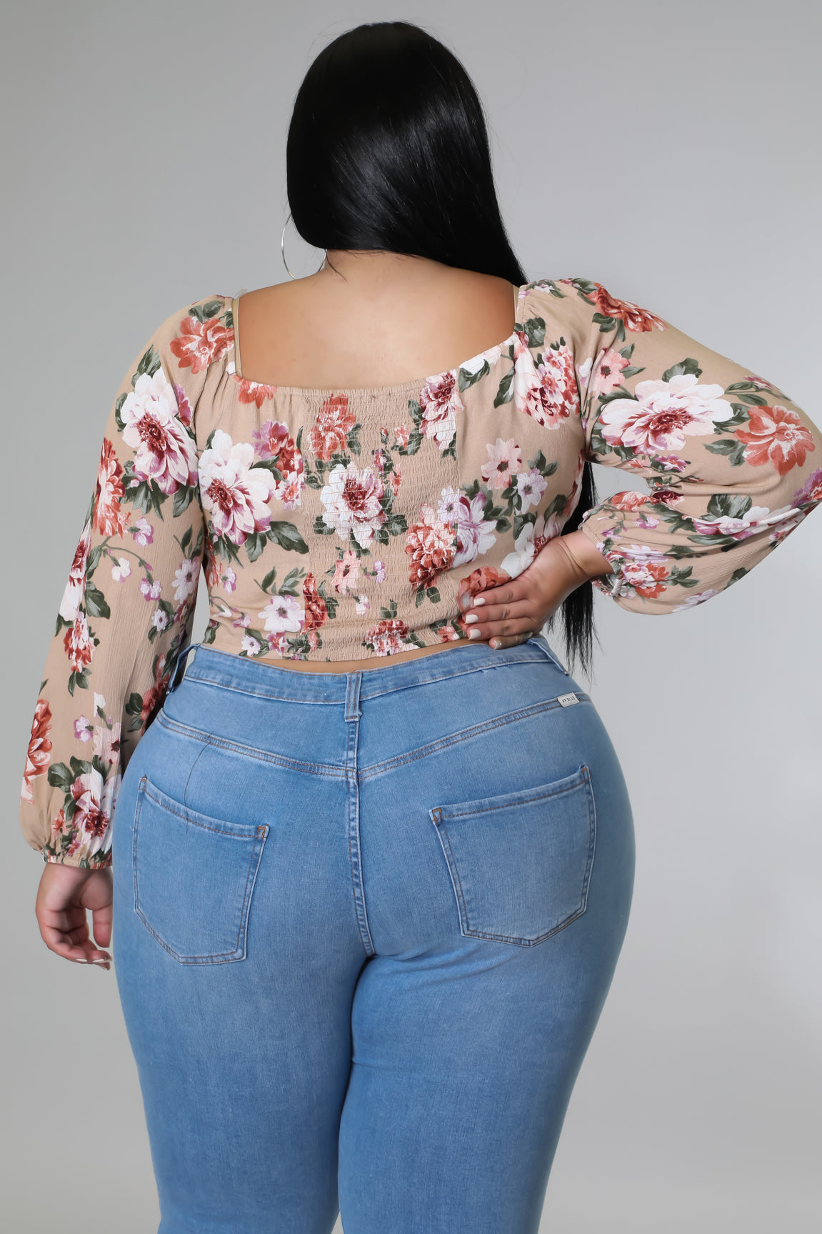 Taupe Floral Top