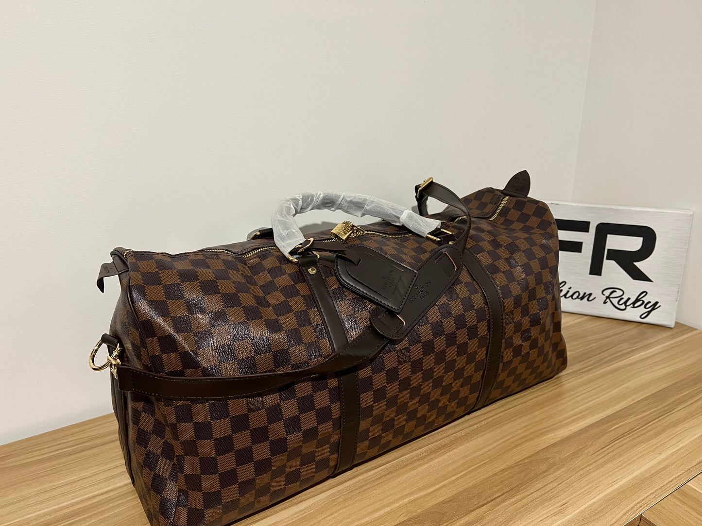 Brown Grid Travel Bag