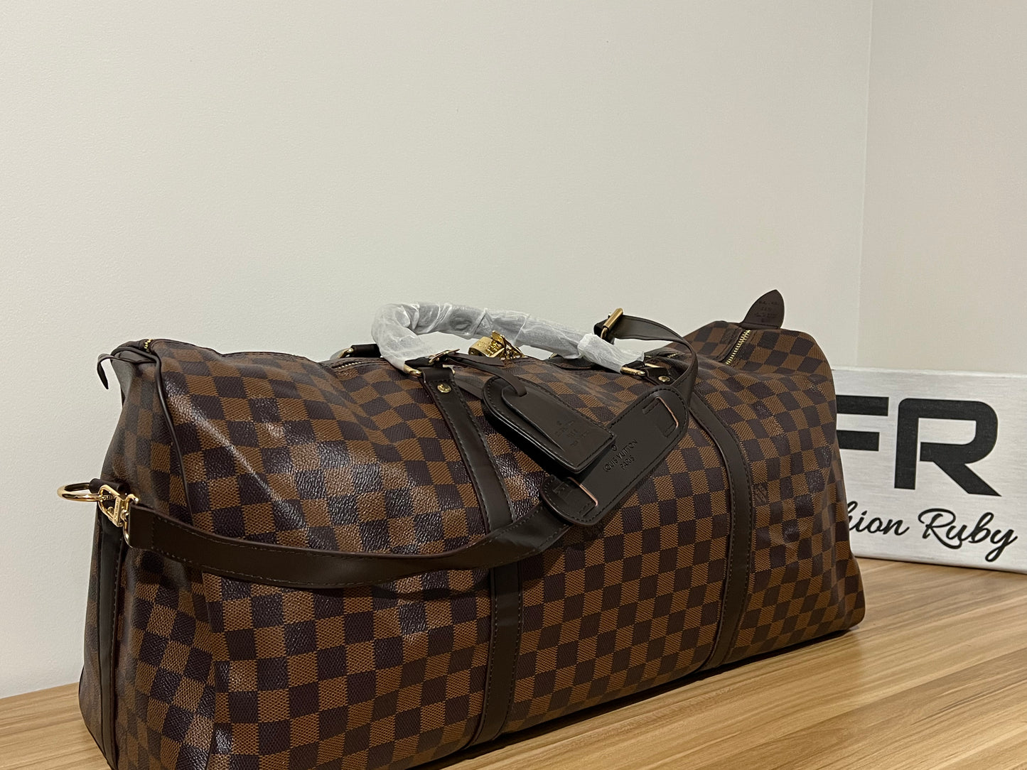 Brown Grid Travel Bag