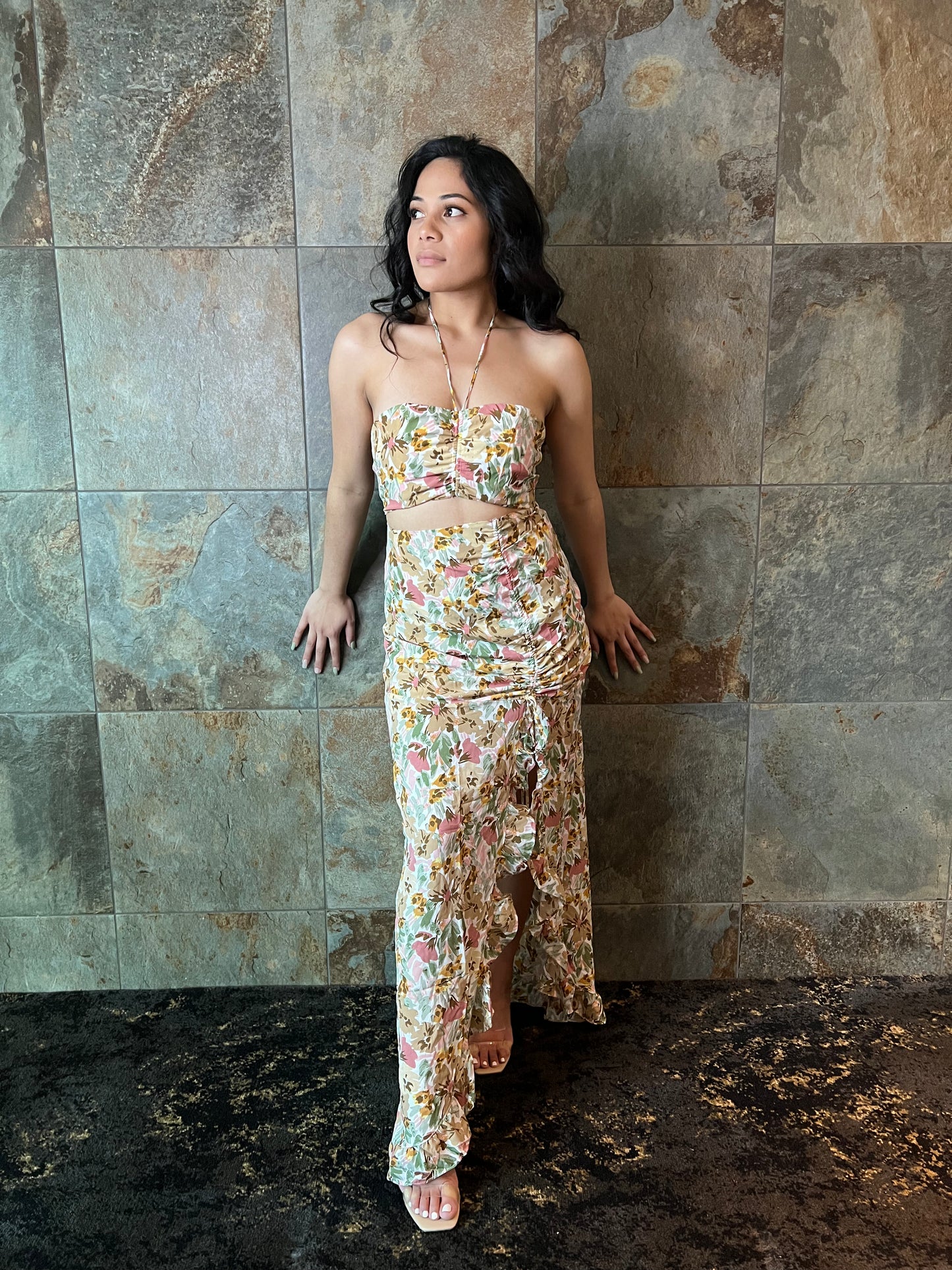 Spring Brown Skirt Set
