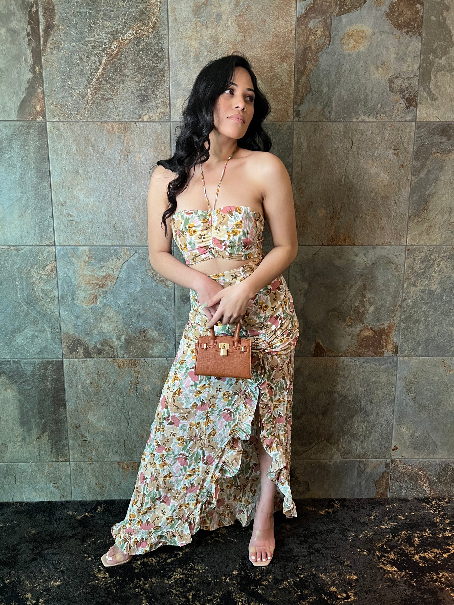 Spring Brown Skirt Set