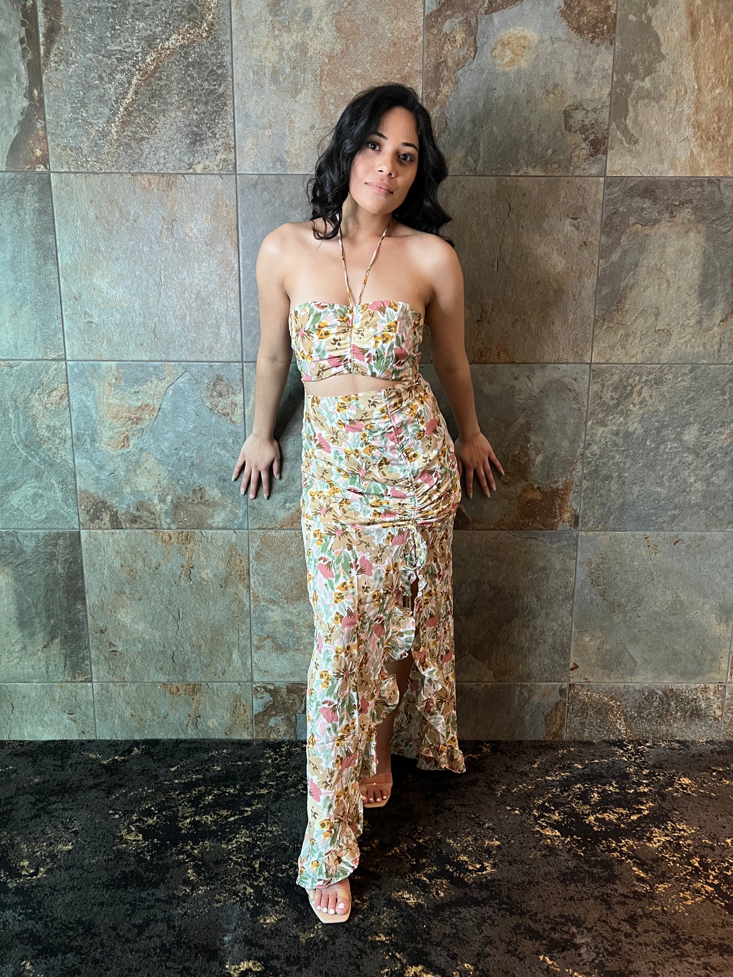Spring Brown Skirt Set