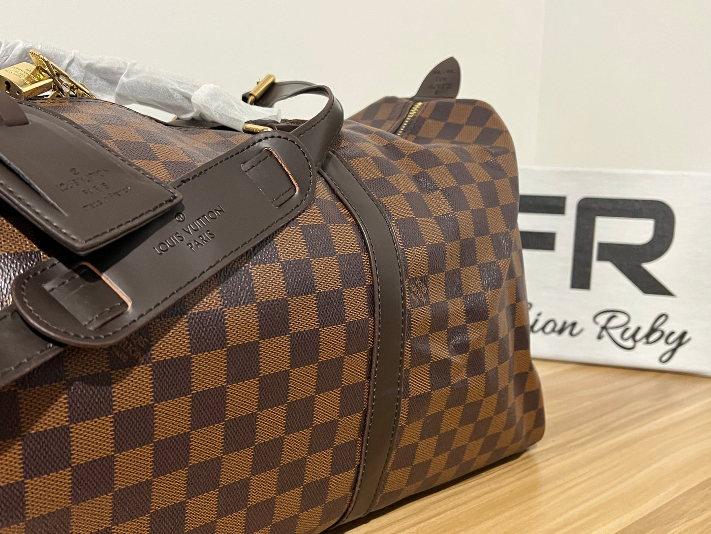 Brown Grid Travel Bag