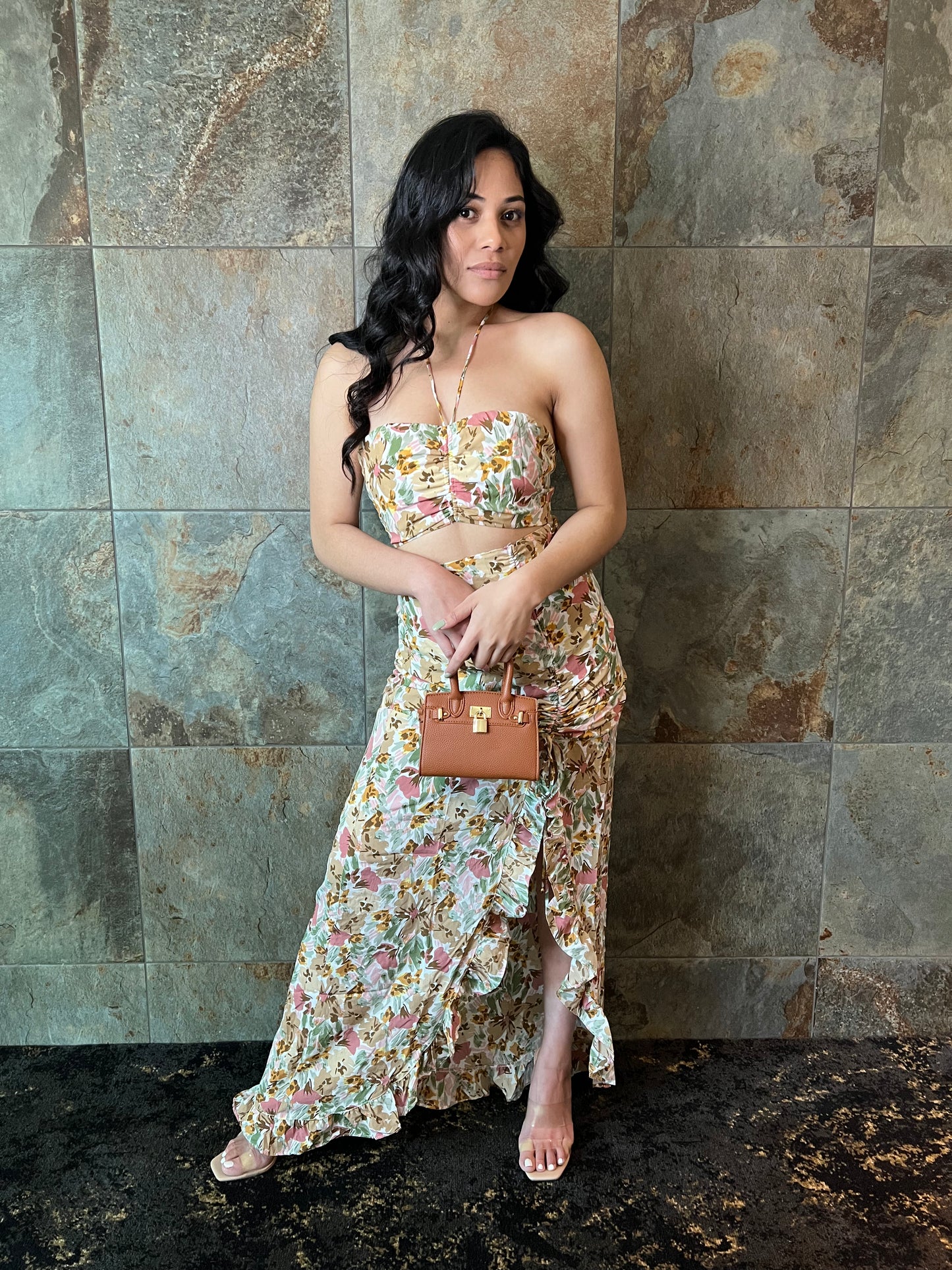Spring Brown Skirt Set