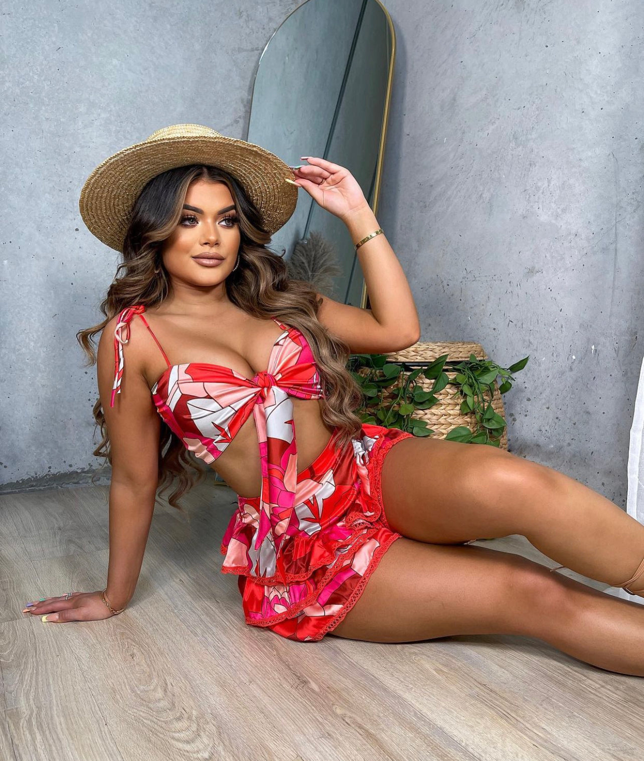 Red Combo Short Set